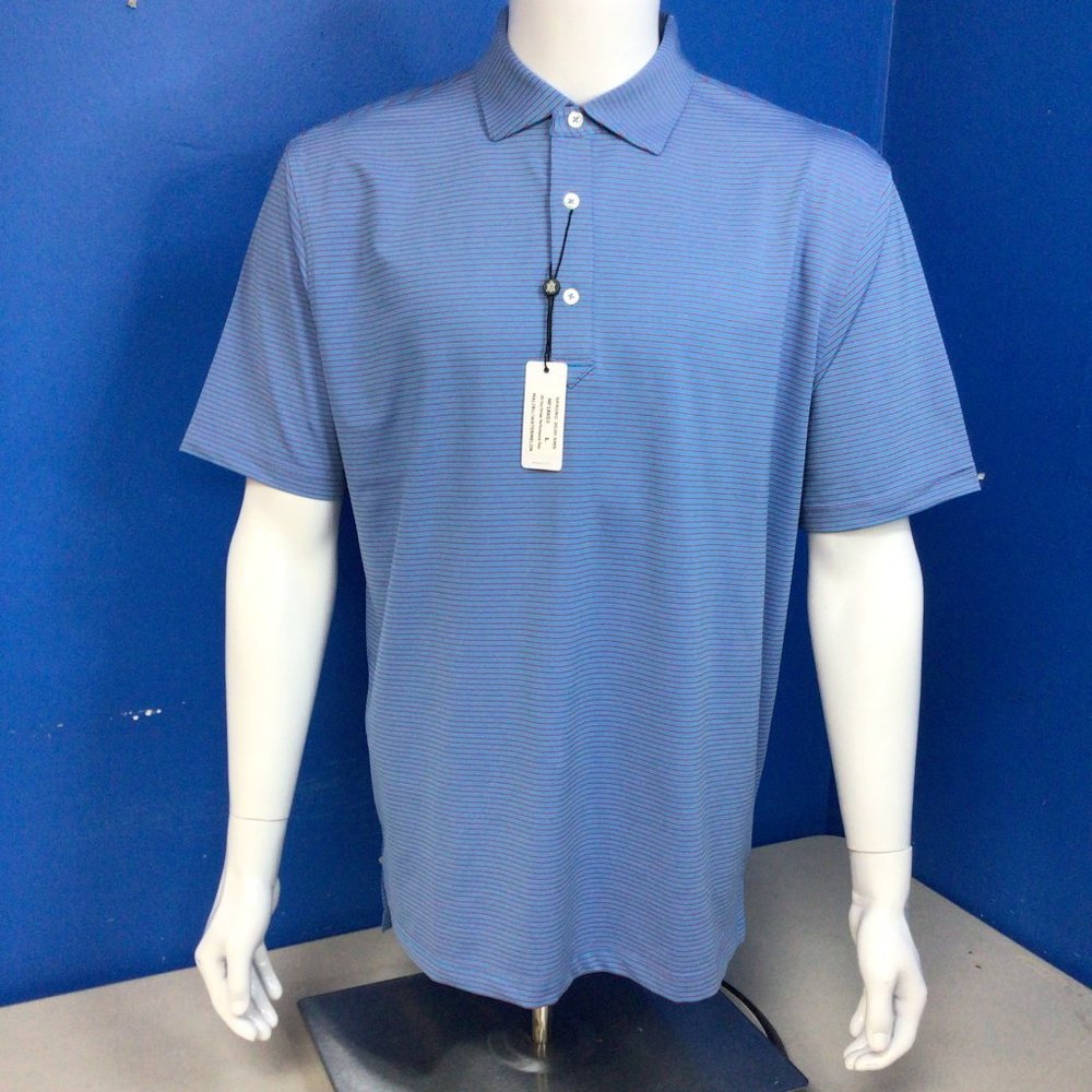NWT Turtleson All Day Stripe Polo BLUE PINK Size L